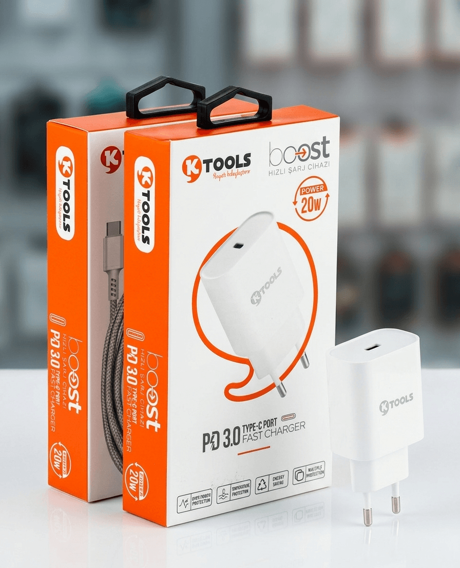 KTOOLS Boost Pd Usb-C 20W 3A Kablosuz Seyahat Sarj Adaptörü