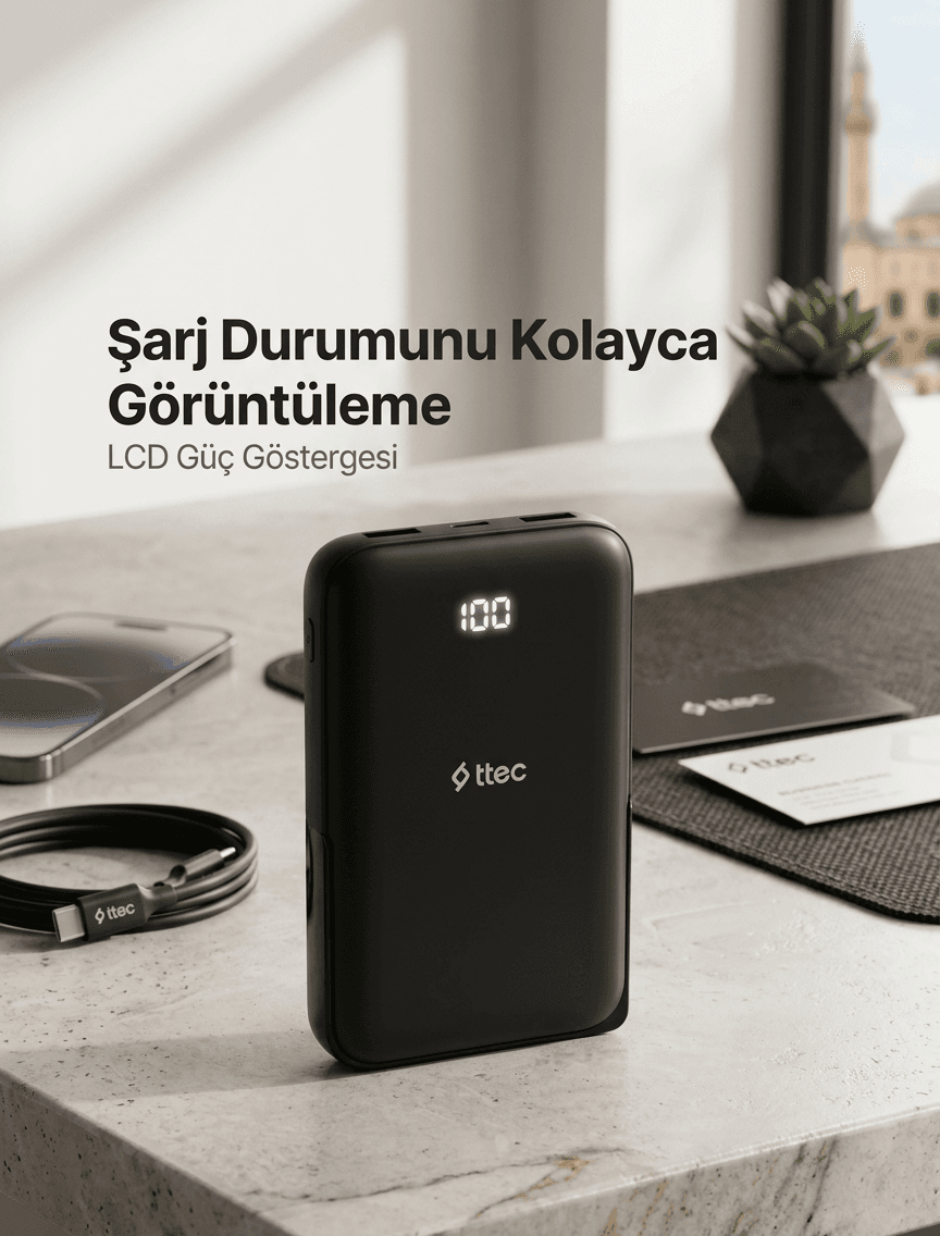 TTEC 2BB221S ReCharger Pro M 10.000mAh MagSafe Uyumlu PD 20W Standlı Kablosuz Taşınabilir Hızlı Şarj Aleti Siyah thumbnail 5