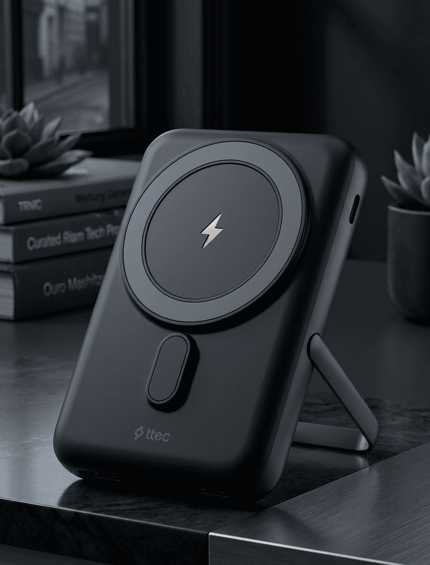 TTEC 2BB221S ReCharger Pro M 10.000mAh MagSafe Uyumlu PD 20W Standlı Kablosuz Taşınabilir Hızlı Şarj Aleti Siyah