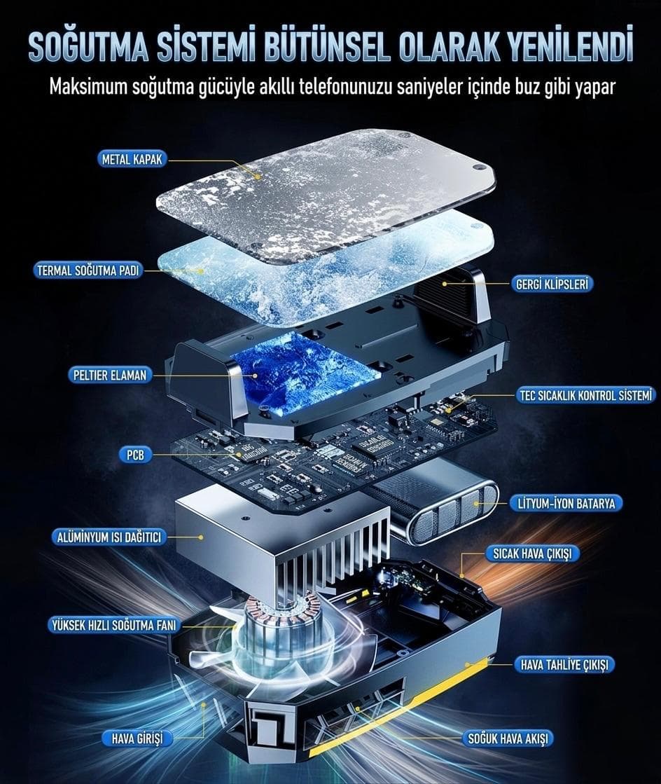 F-25-Peltier Teknolojili Telefon Soğutucu Fan (Gaming & Yayıncı Tipi) thumbnail 2